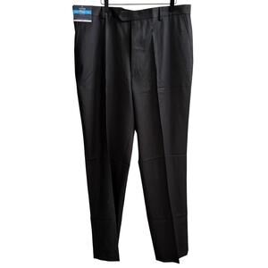 Stafford CoolMax Dress Pants 42x34 Black Pleated Big & Tall Stretch Waist Dressy